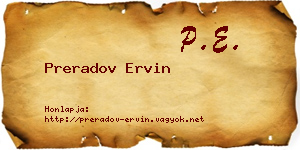 Preradov Ervin névjegykártya